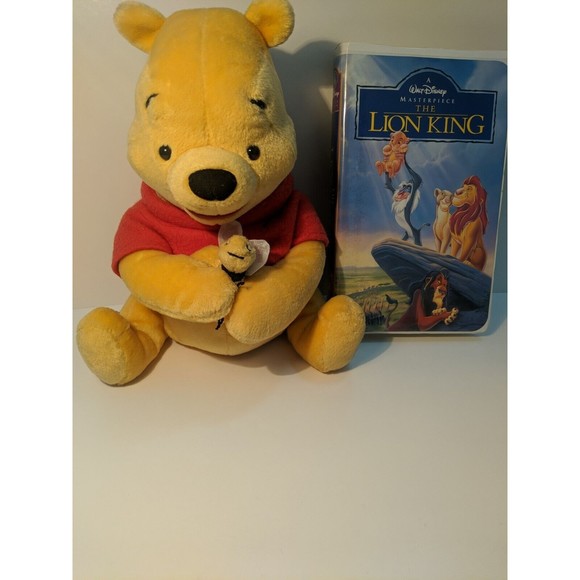 GUND Winnie the Pooh 10" Teddy Bear Holding A  Bee. Yellow In Red Jacket. - Picture 1 of 9